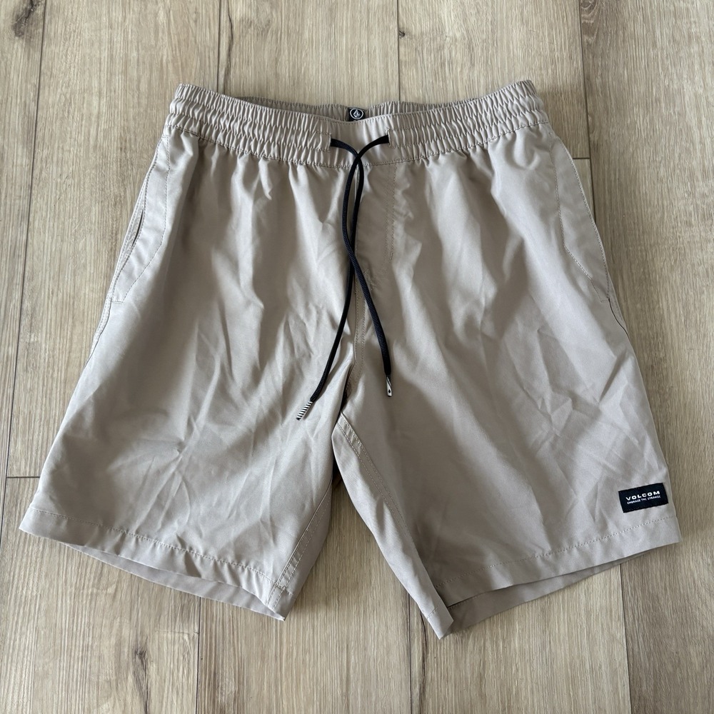 Volcom Men's Stones Hybrid Elastic Waist Shorts Size Small Beige Tan